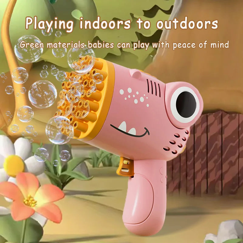 Fun Dinosaur Bubble Gun 40 Hole Hand Held Bubble Blowing Maker Entertainment Toy