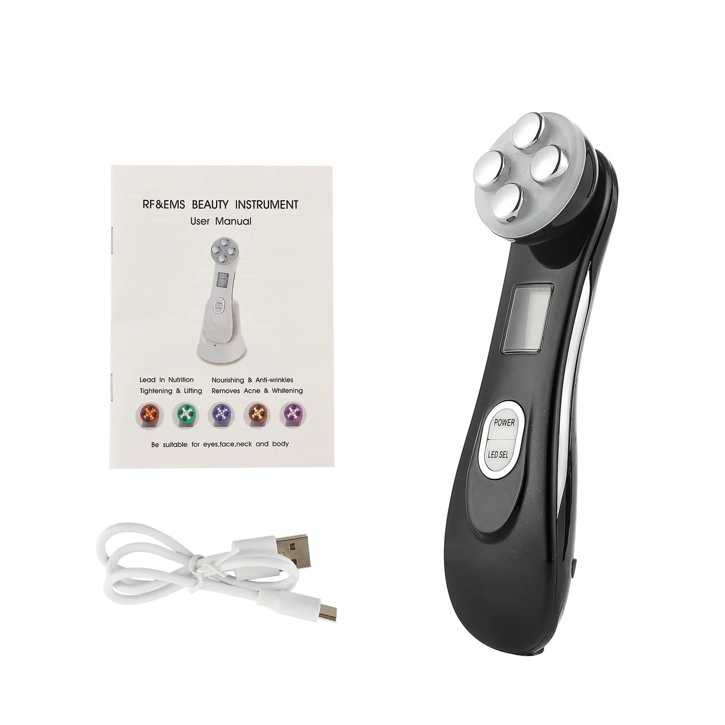 Anti-Wrinkle 5-IN-1 RF Radio Frequency Skin Lifting Tighten Face Massager Electroporation LED Photon Beauty Skin Care Device