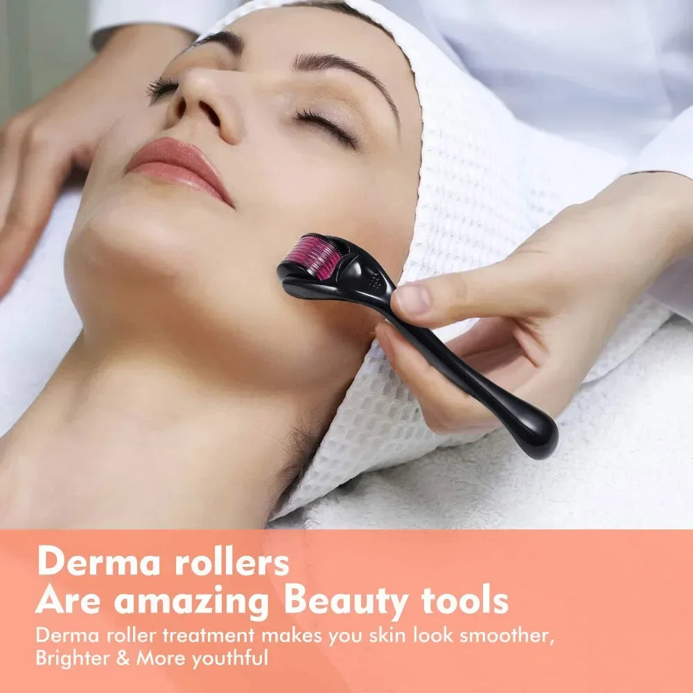 Facial Derma Roller for Body Hair Beard Growth Micro Face Roll Skin Tool 540 Needles, 0.2mm, 0.25mm, 0.3mm