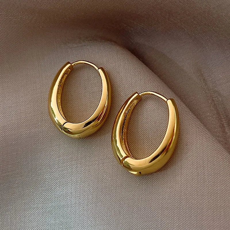 Classic Gold Silver Color Plated Metal Hoop Earrings For Women Fashion Jewelry Daily Wear Earrings