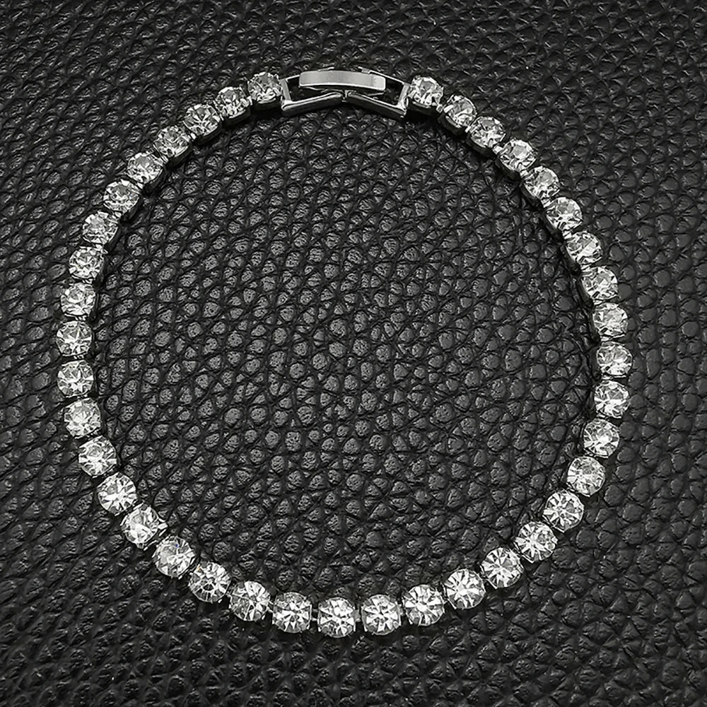 Exquisite Luxury Silver Color Princess Cut Crystal Bracelet Bangle for Women Fashion Jewelry Accessories