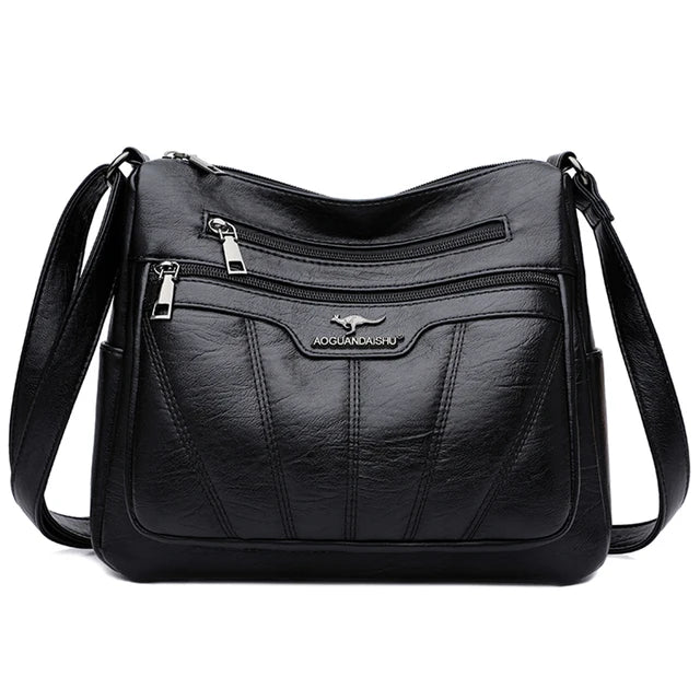 Square Fashion Soft Leather Women Handbag Purse Luxury Shoulder Large Capacity Crossbody Bags