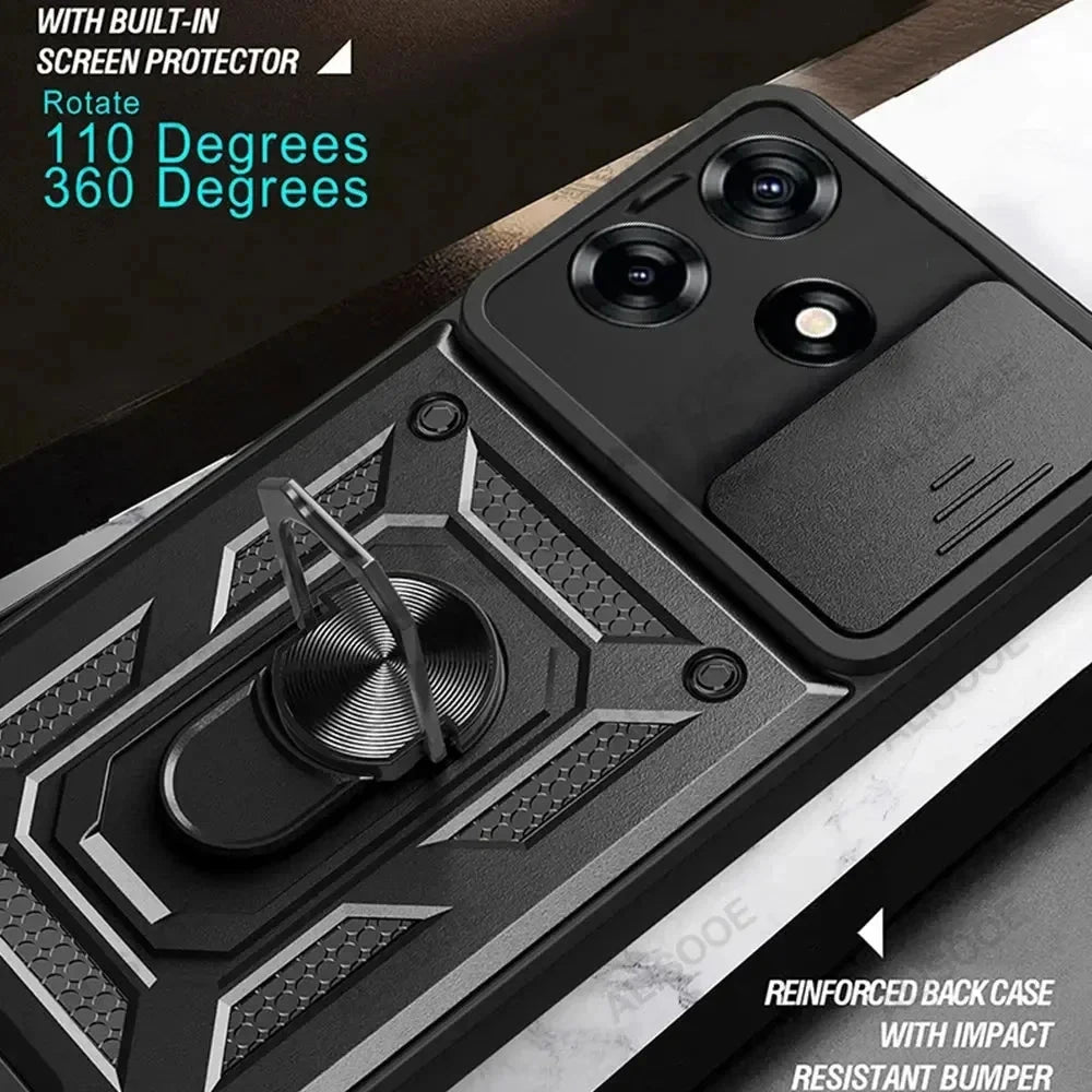 Shockproof Phone Case for ZTE Blade V50 Design 4G Camera Protection Ring Stand Magnetic Back Cover