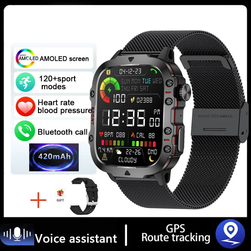 Outdoor Sports Smart Watch IP68 3ATM Waterproof Fitness Tracker Health Monitor 1.96" Bluetooth Call Digital Watch
