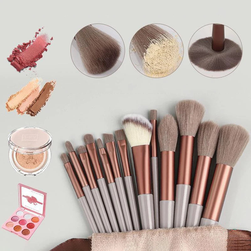All in One Makeup Brushes 13pcs Set Soft Hair Fiber Brush Eye Shadow Brush Powder Concealer Brush Tool