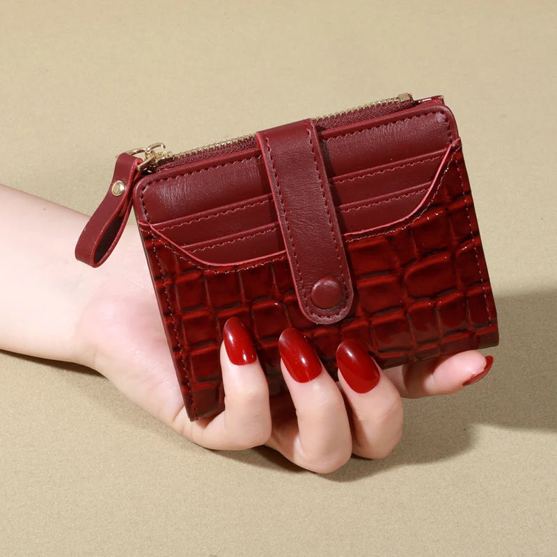 Elegant Crocodile Pattern Women's Multi Card Wallet Secure Double Zip Clutch Casual PU Leather Purse with Style Storage Bag