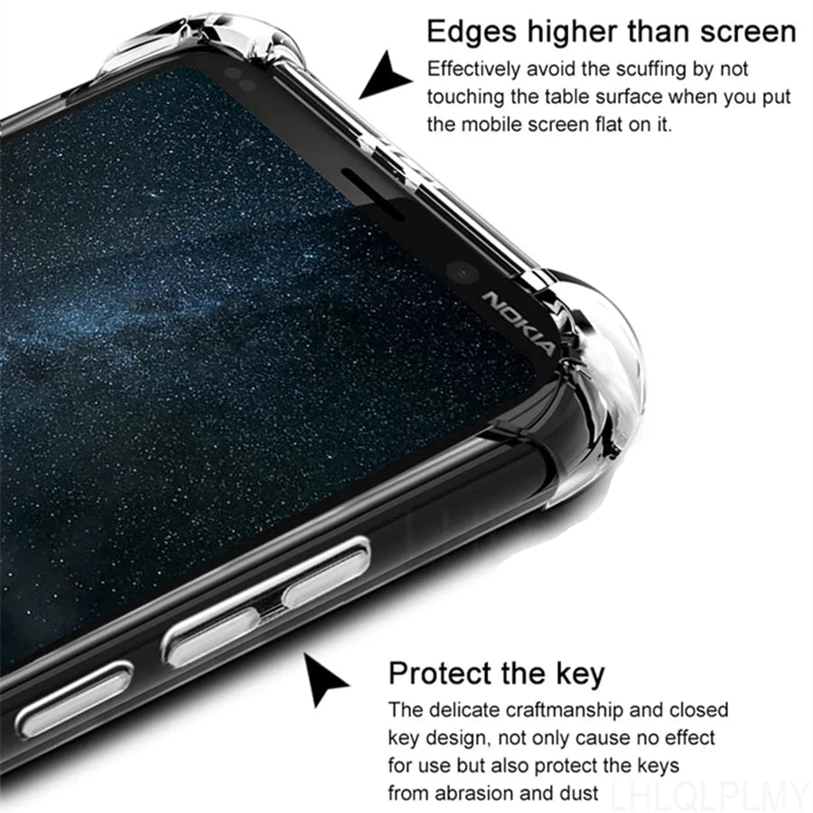 Durable Clear Soft Silicone Phone Case for Nokia 9 8.3 8 7.1 8.1 7 6.1 6 5.4 5.3 5.1 4.2 3.4 3.2 3.1 2.4 1.4 1.3  G11 C01 Shockproof Protective Cover