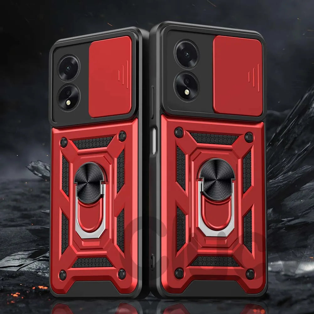 Durable Shockproof Phone Case for OPPO A98 A78 A74 A54 A38 A18 Camera Protection Magnetic Ring Holder Back Cover