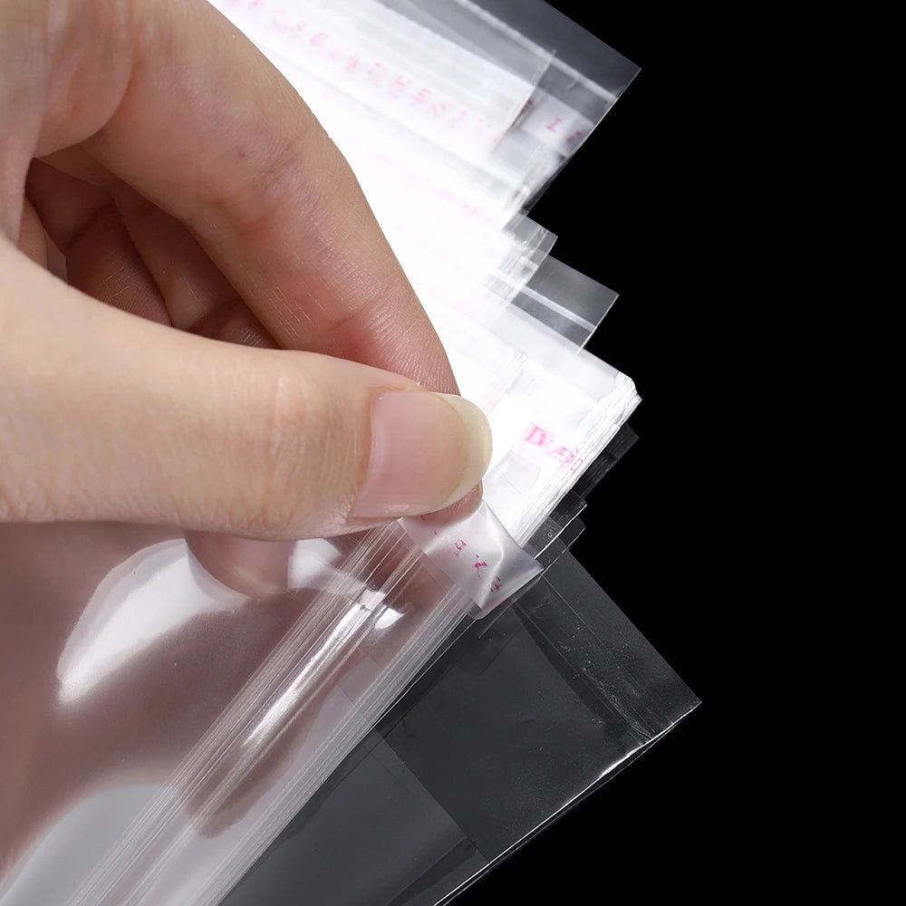 100pcs Select Size Self Adhesive Transparent Plastic Cellophane Bags for Gifts Pouch Jewelry Packaging