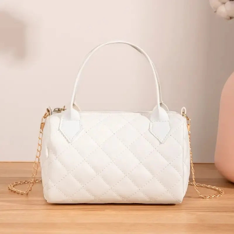 Fashion Quilted Square Crossbody Bags for Women Shoulder Purse with Convertible Chain Strap Classic Satchel Handbag