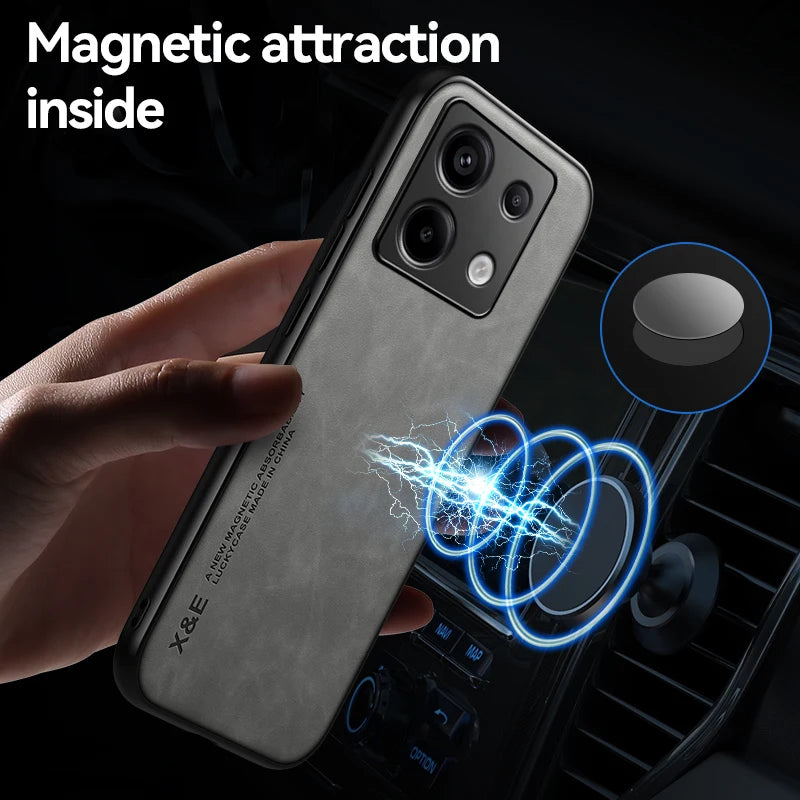 Luxury Leather Phone Case for Xiaomi Redmi Note 13 Pro 5G Note 13 Pro+ Plus Magnetic Protective Cover