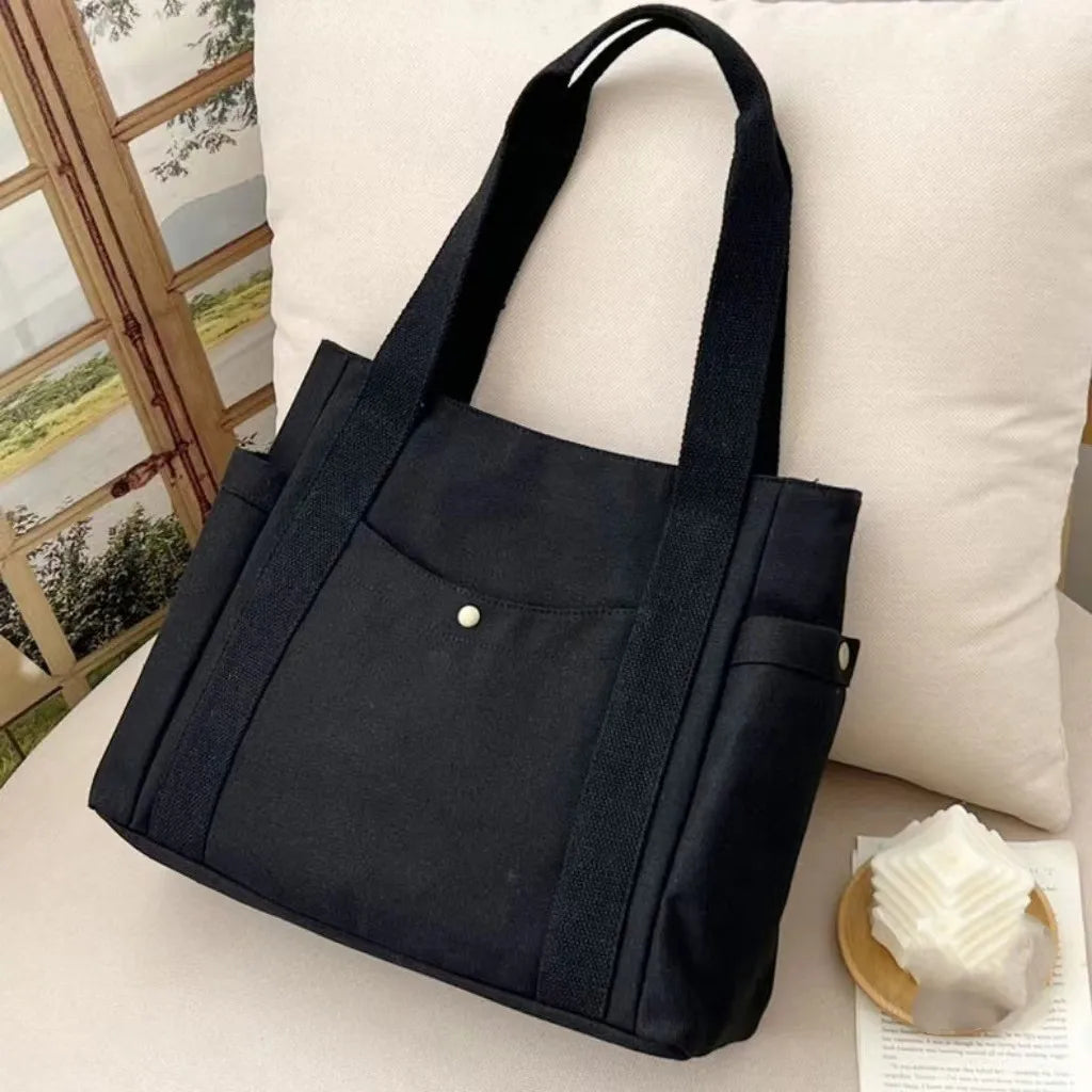 Elegant Large Capacity Cloth Canvas Tote Shoulder Handbag Versatile Commuter Student Bag