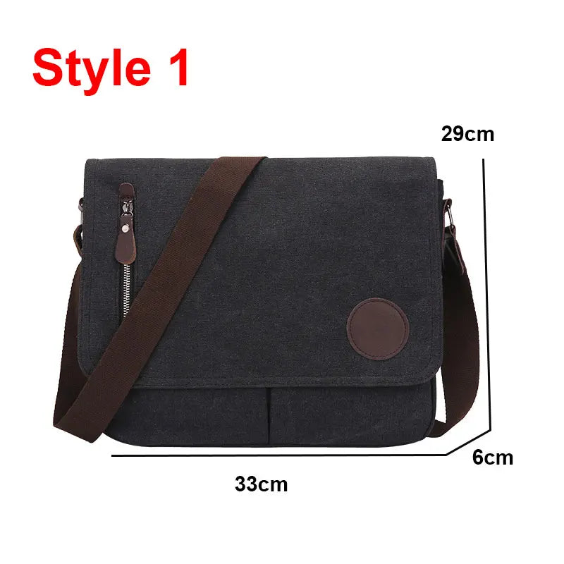 Multifunction Casual Canvas Shoulder Messenger Handbags Zipper Crossbody Single Strap Travel Flap Bag