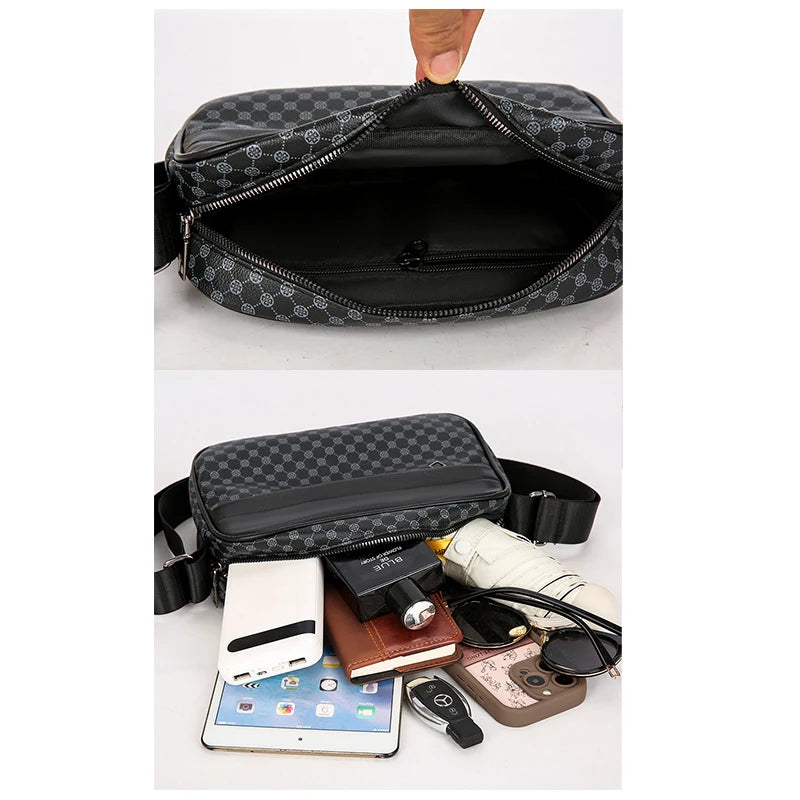 Luxury Leather Fashion Lightweight Satchel Shoulder Bags for Men Casual Business Messenger Comfortable Wide Strap Crossbody Bags