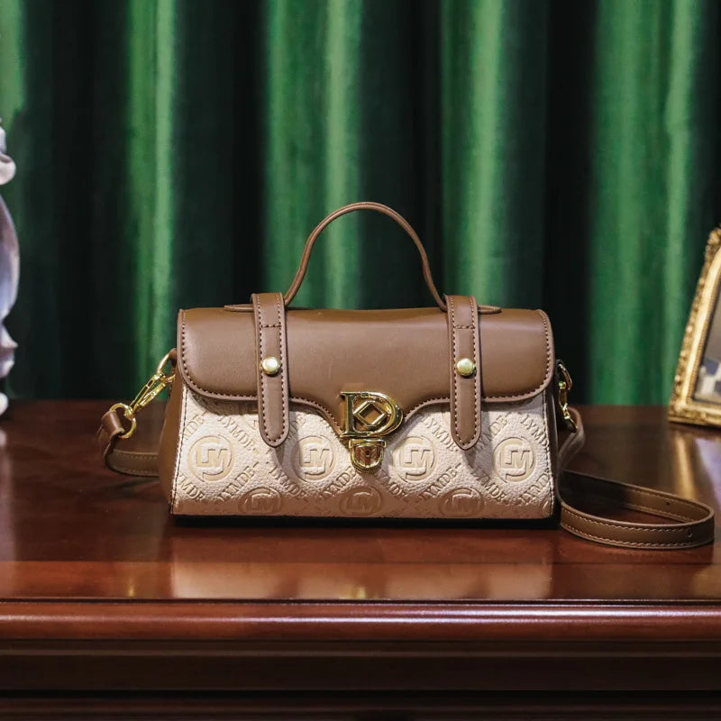 Embossed Exquisite Shoulder Baguette Leather Handbag Purse For Women Girls Ladies Crossbody Fashion Girls Tote Small Bag