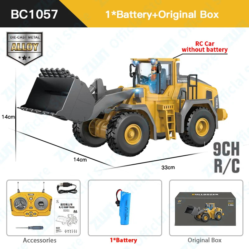 Remote Control Excavator Bulldozer Dump Truck RC Models 2.4G Car Toys Professional Quality Alloy Plastic Simulation Construction Vehicles