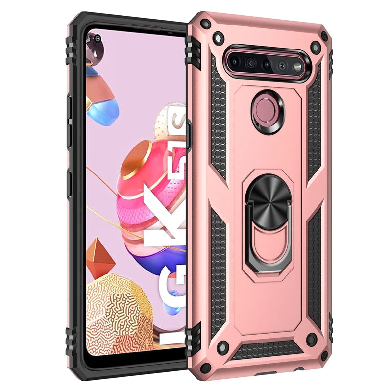 Shockproof Phone Case for LG K61 K51S K51 K50S K41S, Stylo 6 5, Aristo 2 3, Harmony 4, Q51 Q61 Magnetic Ring Holder Back Cover