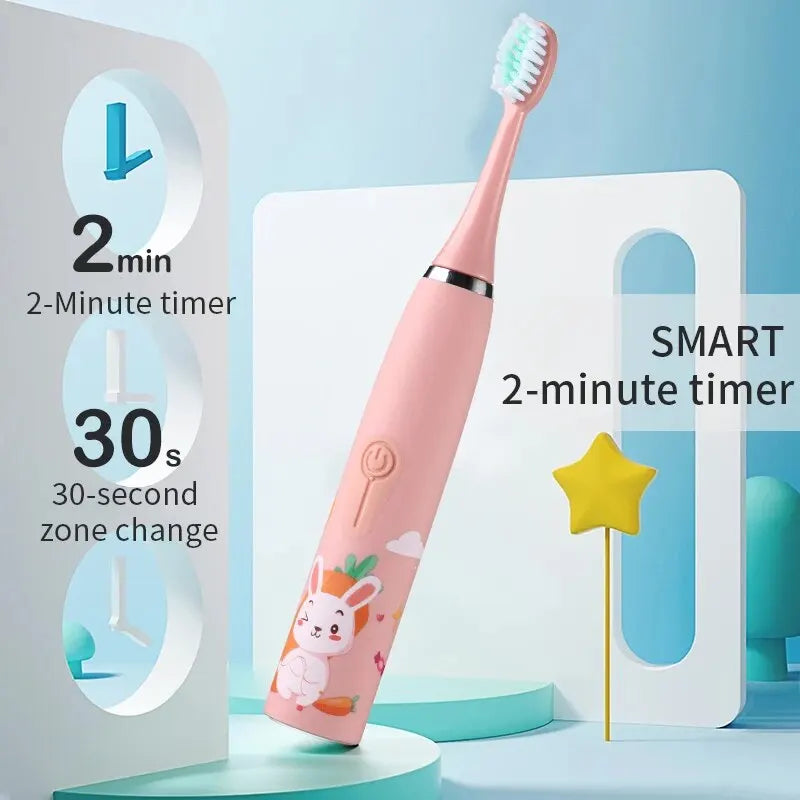 Waterproof Sonic Electric Toothbrush for Children Aged 3 to 15 Professional Primary Tooth Care with DuPont Soft Bristles