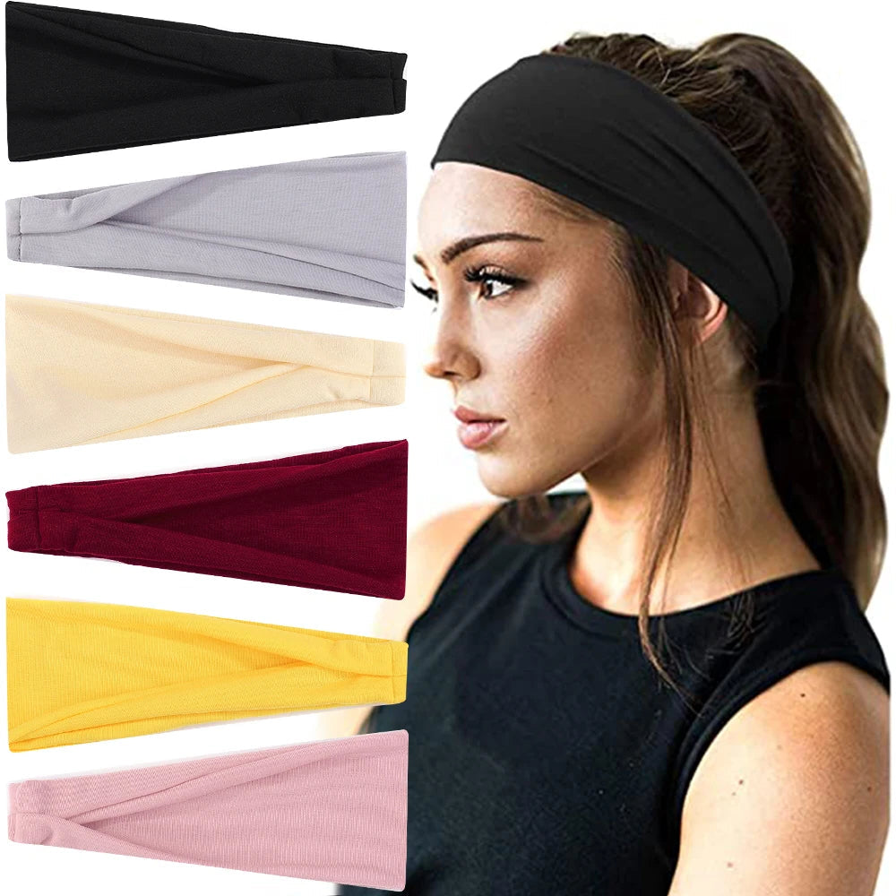 Elastic Women's Hair Bands Headbands for Gym Yoga Exercise Sports Wash Face Headbands Solid Color Scrunchies