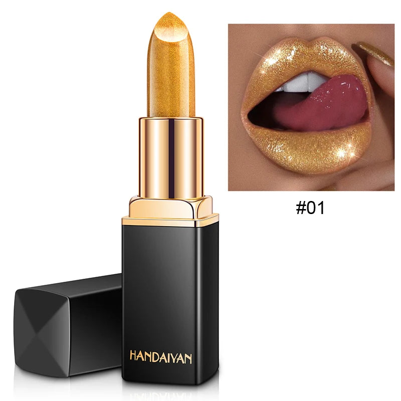 Beautiful Shiny Pearl Moisturizing Lipstick Black Tube Gold Rich Color Long Lasting Many Colors to Choose From