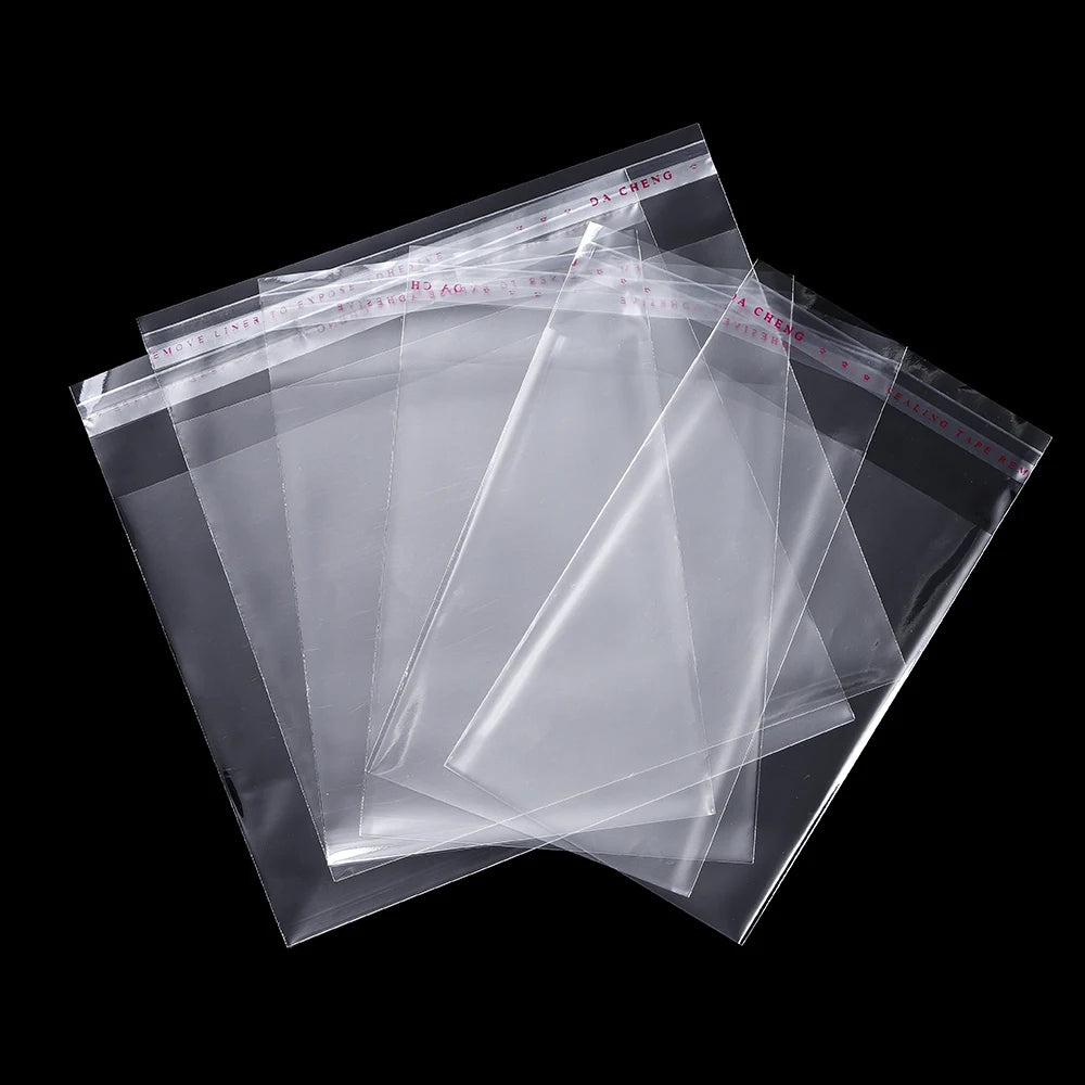 100pcs Select Size Self Adhesive Transparent Plastic Cellophane Bags for Gifts Pouch Jewelry Packaging