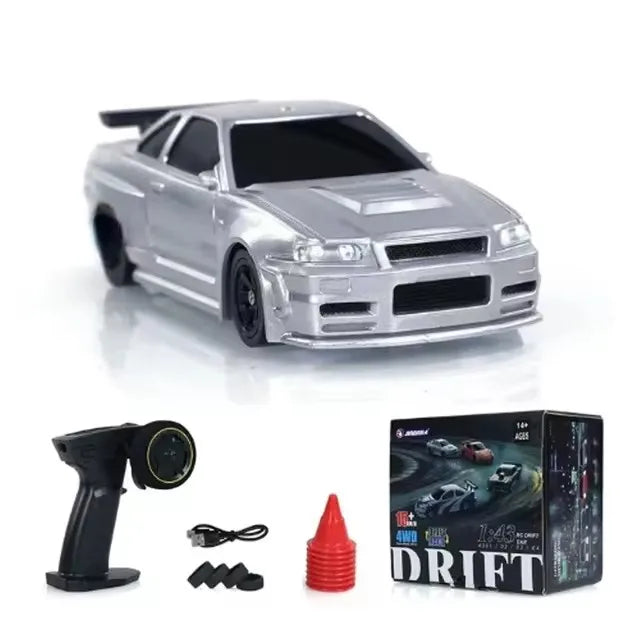 High Speed Mini Drift RC 4WD Remote Control Car Four Wheel Drive 2.4G Radio Controlled 1/43 Scale Porsche BMW Nissan GTR Mustang Racing Model  Boy Toy Gift