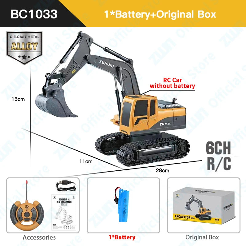 Remote Control Excavator Bulldozer Dump Truck RC Models 2.4G Car Toys Professional Quality Alloy Plastic Simulation Construction Vehicles
