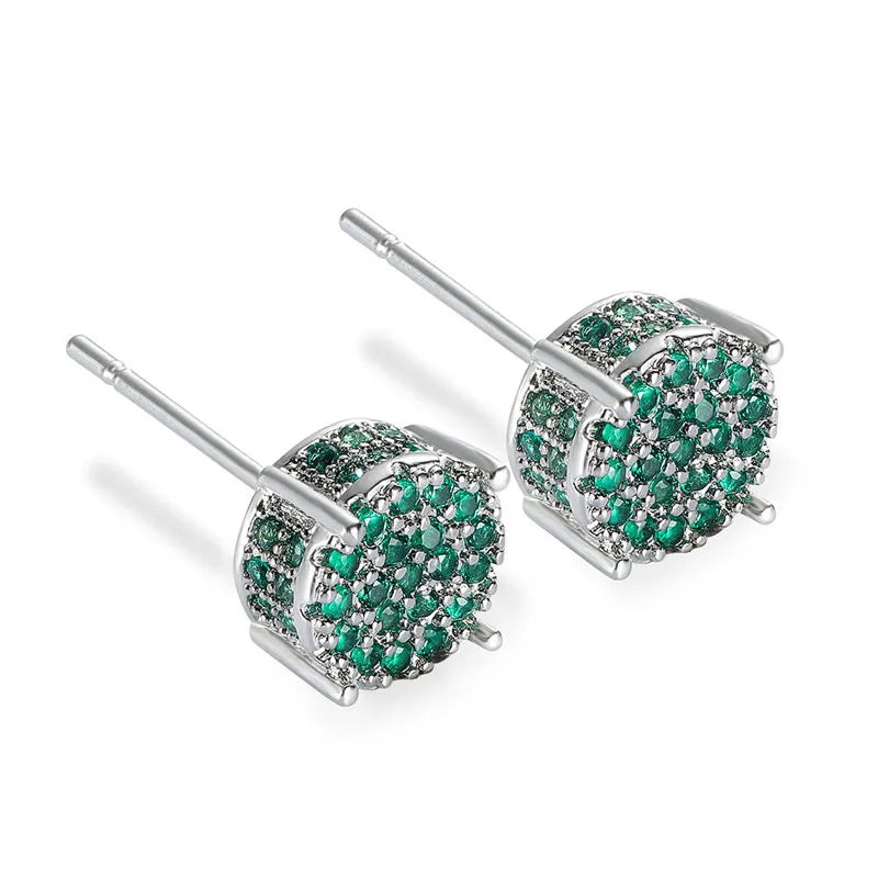 Exquisite Austrian Crystal Round Stud Earrings for Women Fancy Fashion Jewelry Accessories