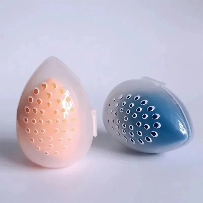 Makeup Sponge Storage Box Plastic Egg Shaped Cosmetic Puff Organizer Rack Portable Makeup Blender Holder Stand Drying Box