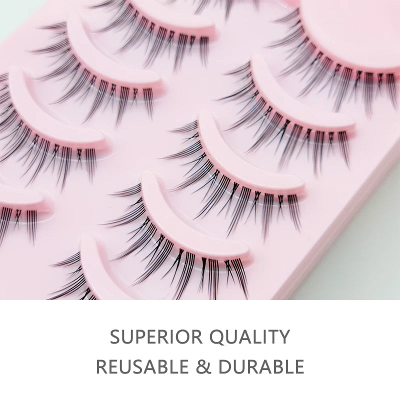 Wispy Manga Style Eyelashes Soft Natural Thick False Daily Eye Lashes Dating Makeup Eye Accessories 5 Pairs - 10pcs
