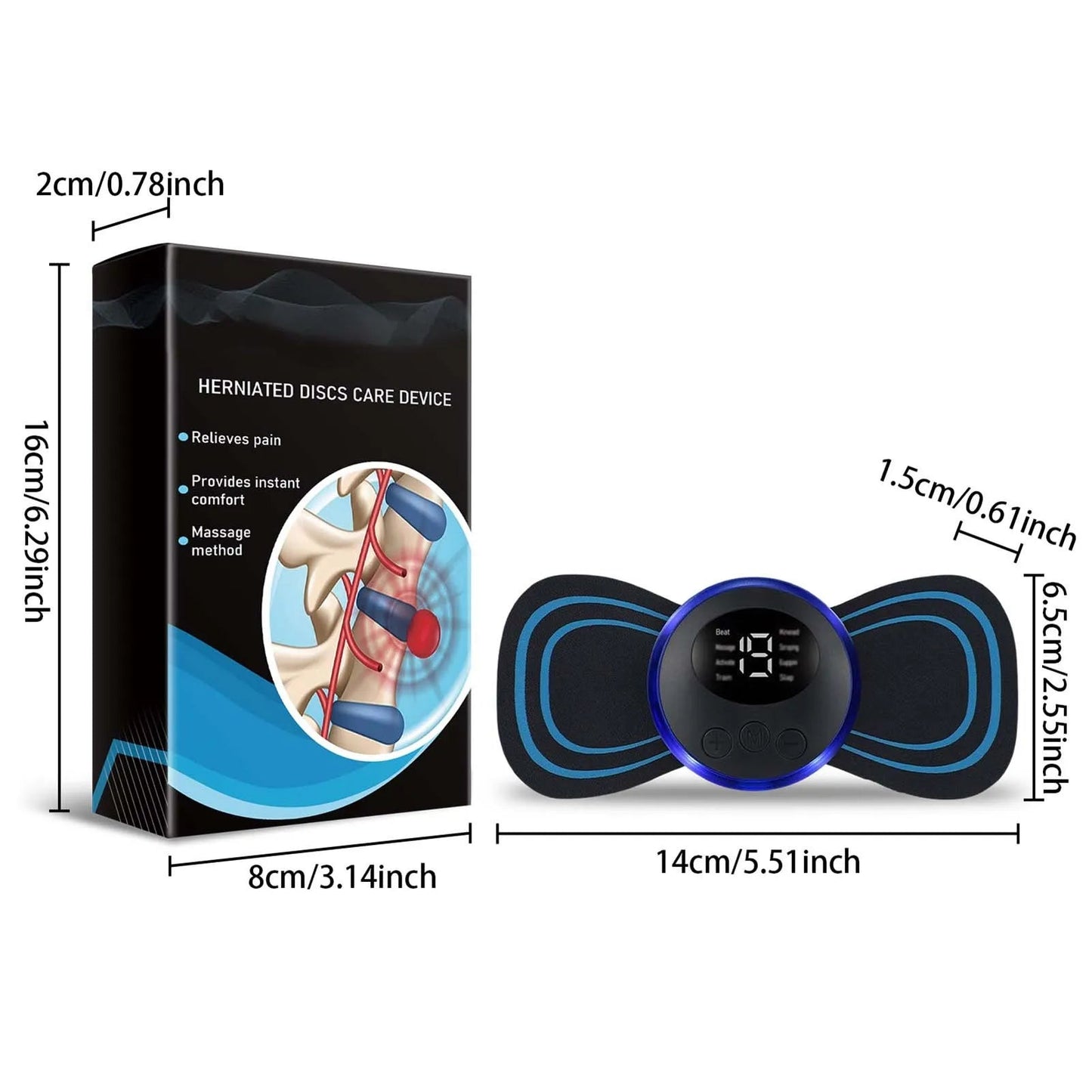 Wireless Electric Back and Waist EMS Stimulator Massager for Lumbar Spine Cervical Herniated Discs Pain Relief Care Massager Tendon Body Relaxation