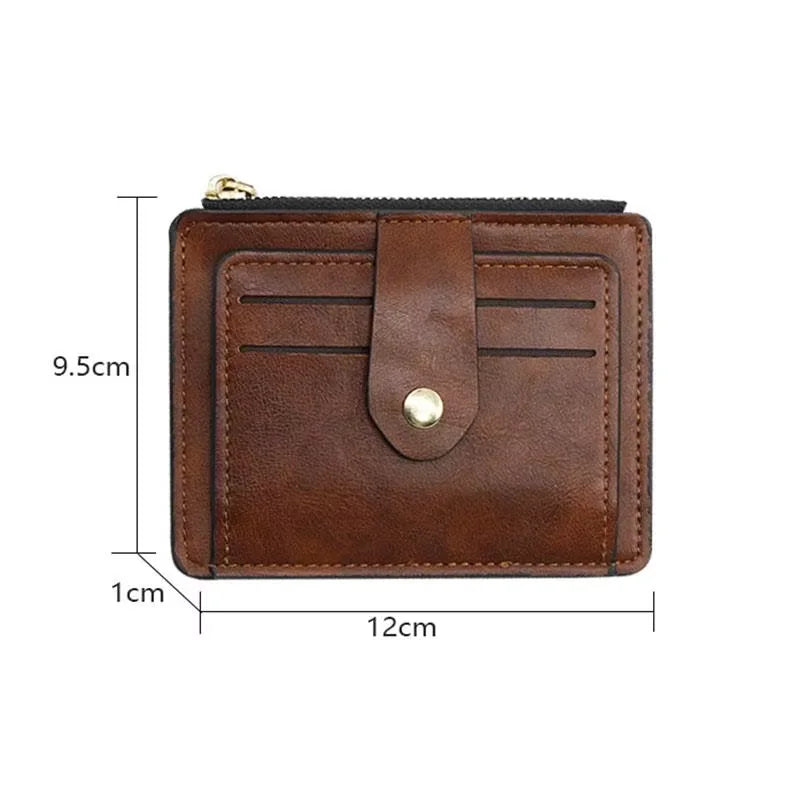 Fashion Slim Business Leather Wallet for Men Credit ID Card Holder with Coin Pocket Compact Minimalist Style