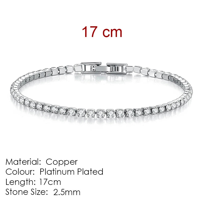 Modern Crystals Tennis Bracelets for Men Women Silver Color 2.5mm/3mm/4mm/5mm Zircon Fashion Jewelry