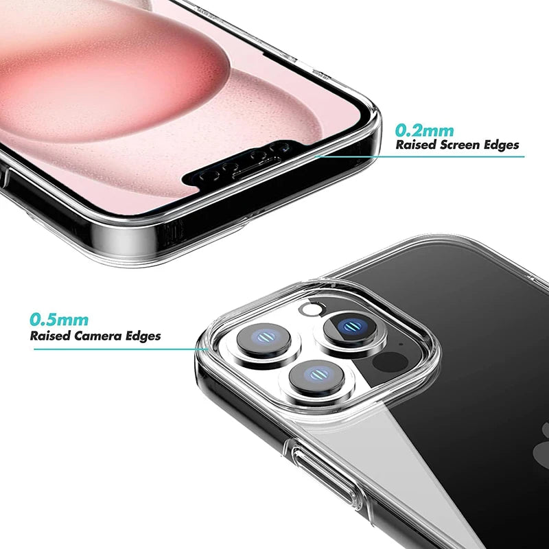 Full Body Clear Phone Case Cover for Apple iPhone 16 15 14 13 12 11 Pro Max Mini Plus 360° Protection Hybrid Hard Cover Silicone Soft Slim Shell