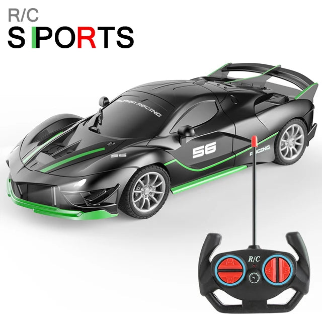 RC Racing Car with LED Lights 2.4G Radio Remote Control 1/18 Scale Sports Cars For Children Racing Drive Vehicle Drift Boys Girls Toys