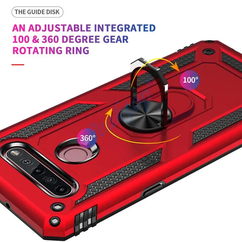 Shockproof Phone Case for LG K61 K51S K51 K50S K41S, Stylo 6 5, Aristo 2 3, Harmony 4, Q51 Q61 Magnetic Ring Holder Back Cover