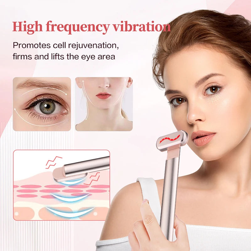 Red Light EMS Microcurrent Face Lifting Facial Eye Neck Wand Massager Skin Tightening Anti Wrinkle Skin Care Beauty Tool