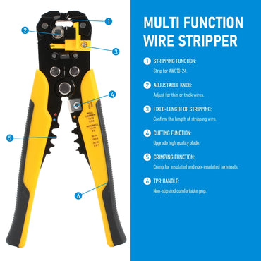 Multi Functional Crimper Cable Cutter Adjustable Automatic Wire Stripper Crimping Stripping Pliers Terminal Hand Tool