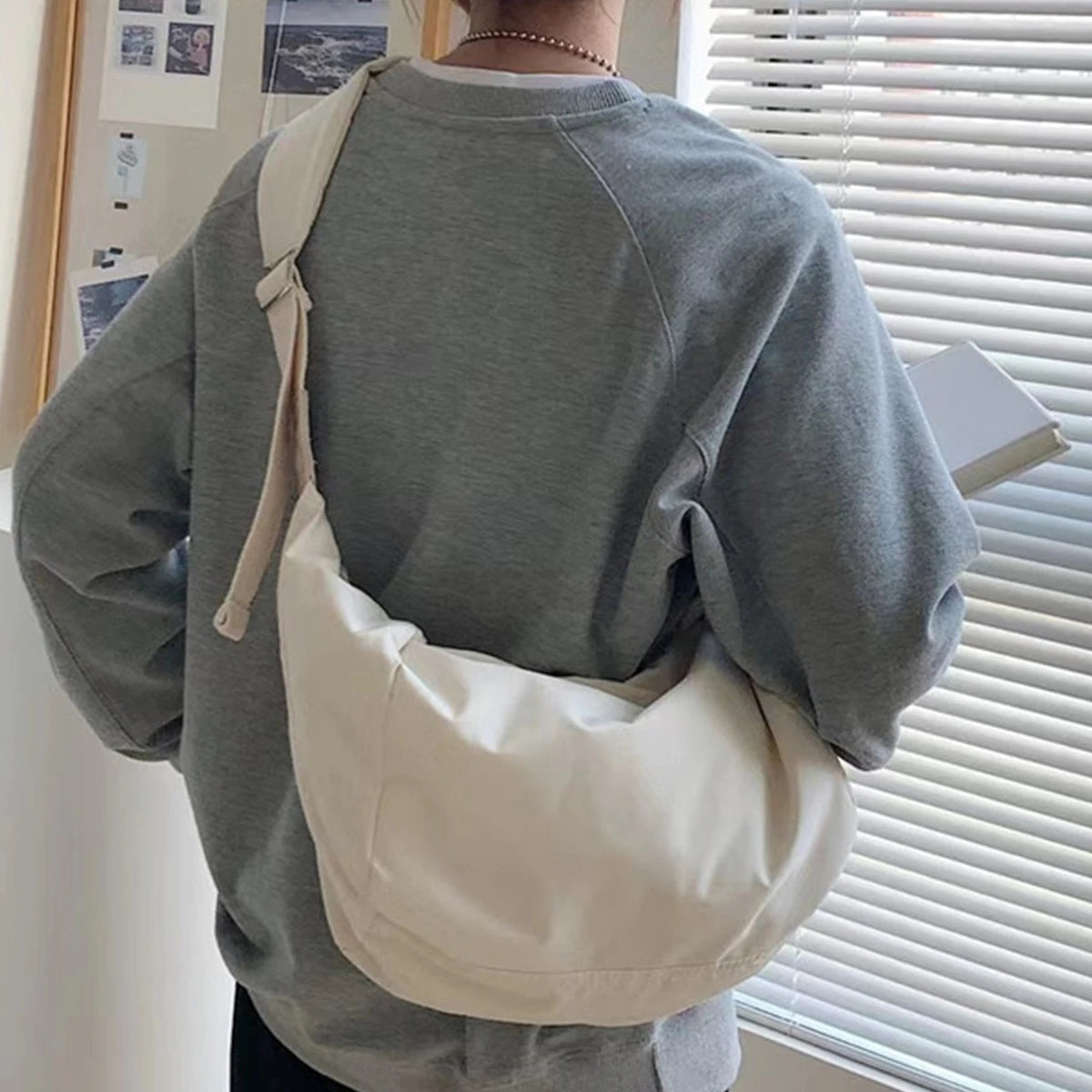 Fashion Large Capacity Nylon Satchel Shoulder Bag Comfort Wide Strap Crossbody Bags