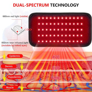 Body Slimming Infrared Red Light LED Healthcare Therapy Massager Belt Heating Pad Lumbar Back Waist Muscle Relief
