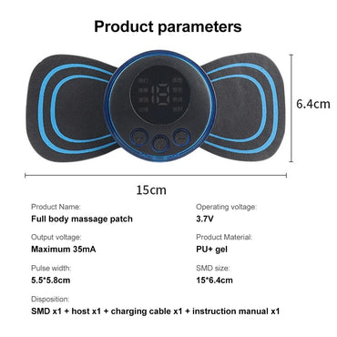 Electric Mini Neck Massager EMS Pulse Cervical Back Vertebra Massage Patch 8 Modes Relief Relax Muscle Fatigue Tools