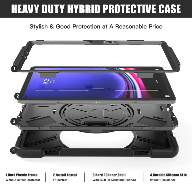 Heavy Duty Shockproof Tablet Case for Samsung Galaxy Tab S10 S9 S8 Ultra 14.6 S7 11" Plus FE 12.4 Inch Kids Proof Shoulder Strap S Pen Holder Cover
