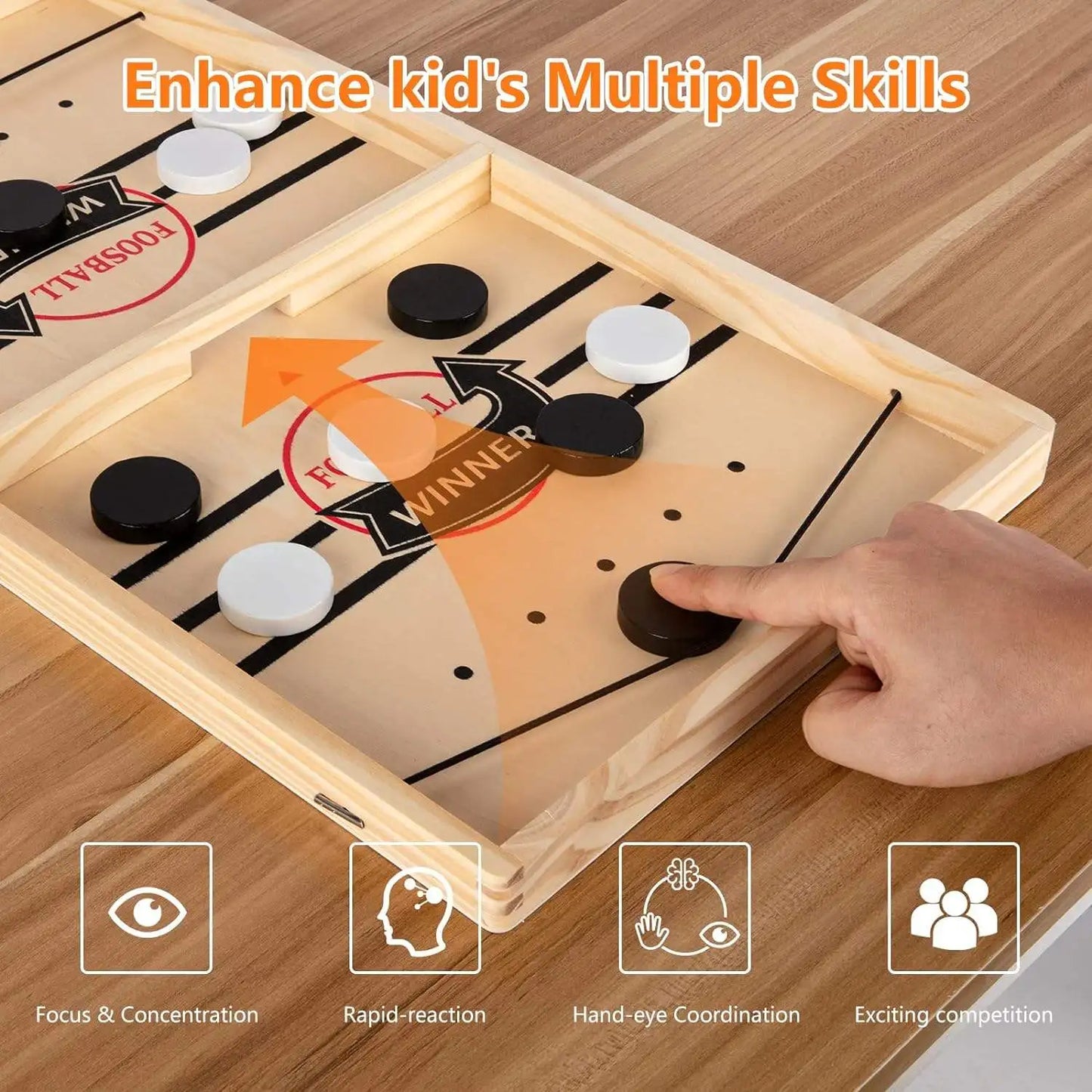 Fun Competitive Wooden Billiard Puck Board Games Foosball Table Hockey Game Catapult Parent Child Interactive Toys