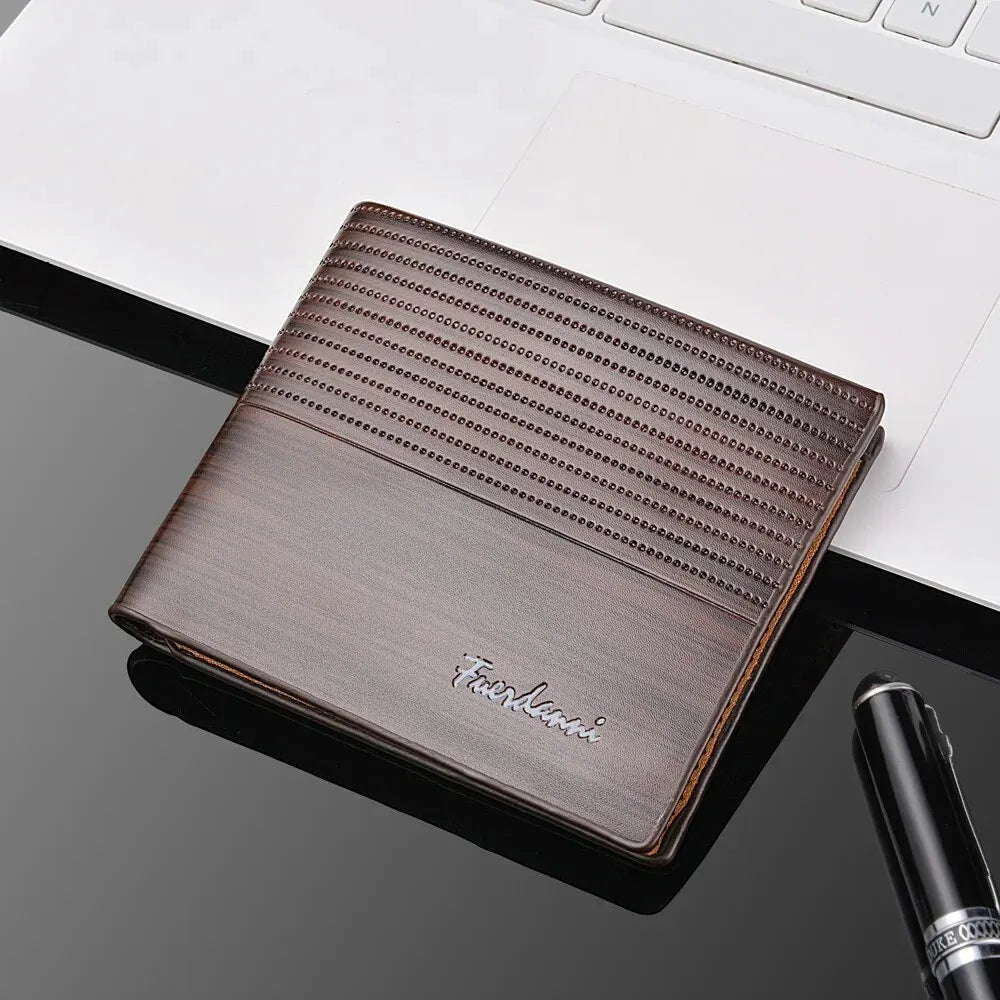 Modern Business Slim-fit Leather Wallet for Men Credit Card Holder Fashion Solid Color Multi-functional and Great Gift