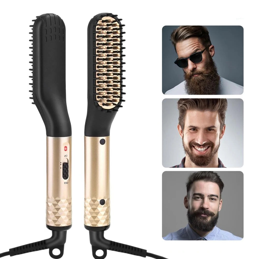 Electric Professional Beard Hair Straightener Comb Brush Hair Straightening Multifunctional Hair Curler Fast Heating Styling Tool