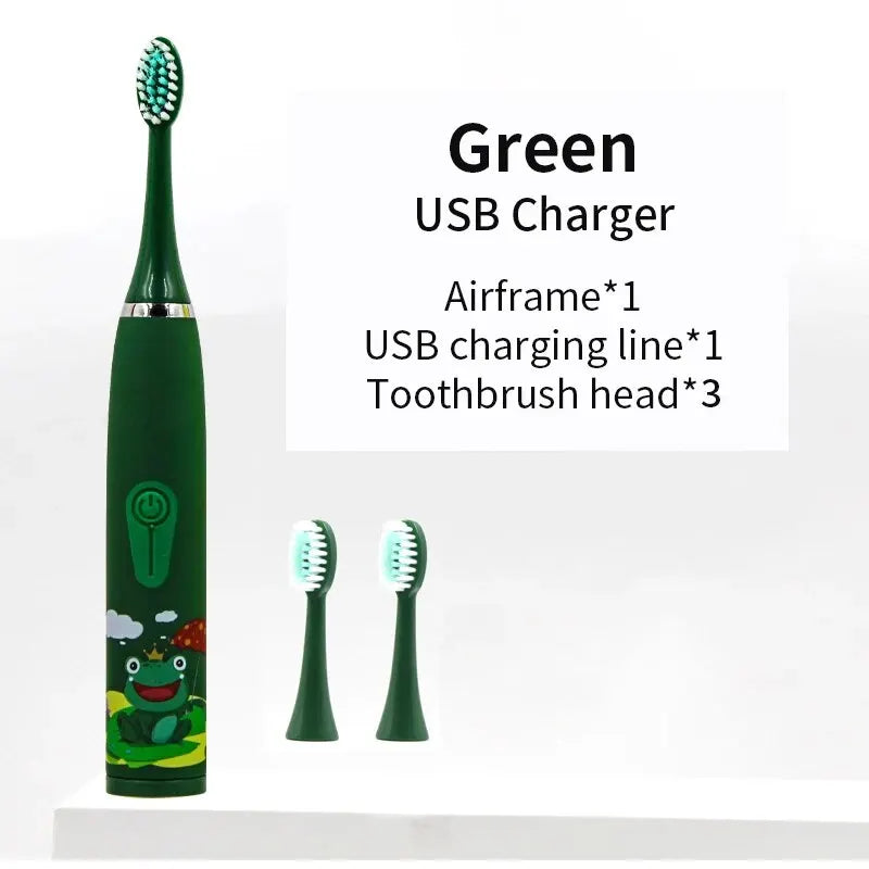 Waterproof Sonic Electric Toothbrush for Children Aged 3 to 15 Professional Primary Tooth Care with DuPont Soft Bristles