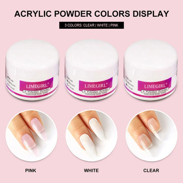 Full Nail Set Acrylic Powder and Liquid Monomer Nails Art Decoration for Manicure Crystal Glitter 3D Nail Tips and Carving Tools Kit