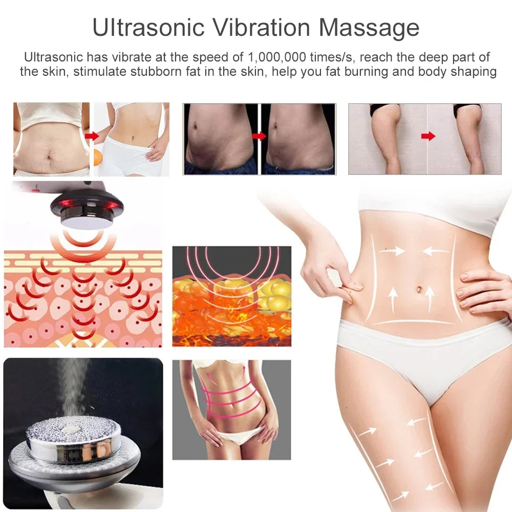 Ultrasonic 3 in 1 Infrared Cellulite Removal Therapy Body Slimming Massager EMS Cavitation Fat Burner Skin Care Beauty Apparatus