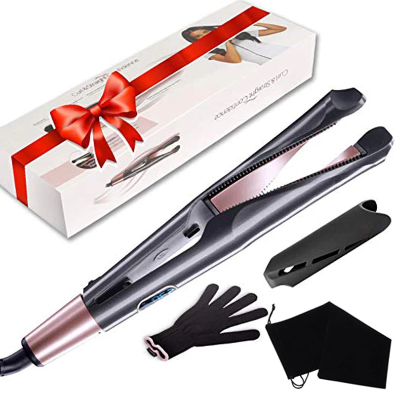 Professional 2 in 1 Negative Ion Twist Hair Straightener and Curler Straightening Curling Iron Fast Heating Hair Styling Tool