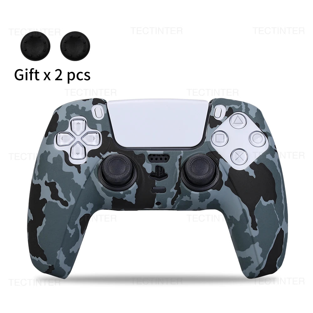 Anti-slip Silicone Protective Cover Skins Compatible with Sony Playstation 5 Controller Slim Gamepad PS5 Case Thumb Grips Accessories